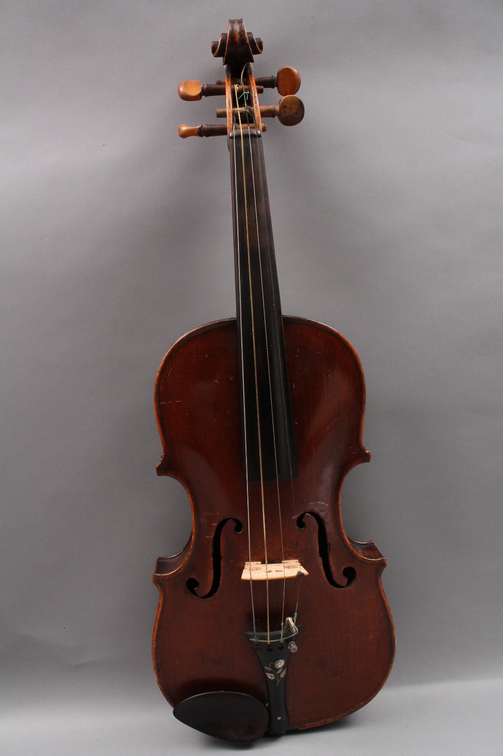 A 19th century violin, the two piece back 35.5cm long excluding heel stamped `HOPF`, also stamped to