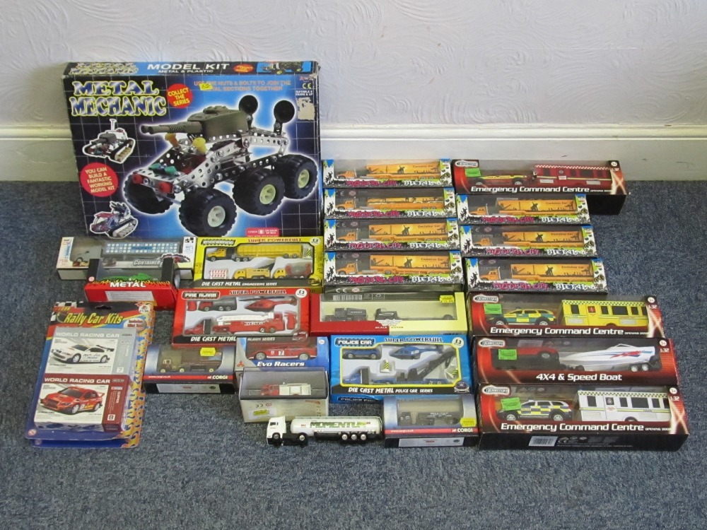 Assorted boxed die-cast model vehicles to inlcude Corgi Trackside lorries, Teamsters Emergency