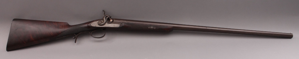A percussion cap rifle, walnut stock, the steel plate engraved `J Marsden`.