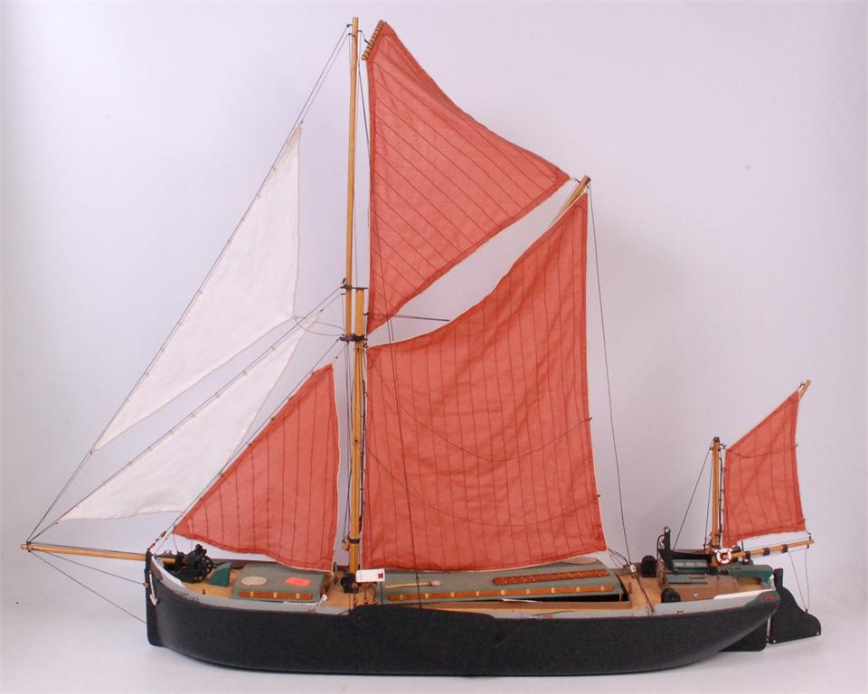 Remote control Thames sailing barge with sail and rudder servos, for use with Acoms AP227 Mk II