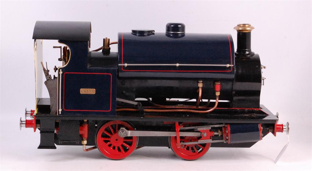 3Â½ inch gauge live steam locomotive, 0-4-0 Juliet type with saddle tank, finished dark blue,