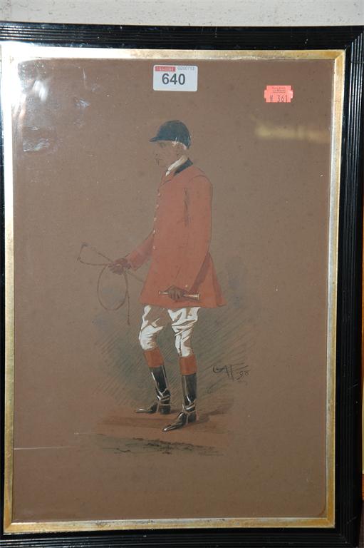 A late Victorian portrait of a huntsman, indistinctly monogrammed