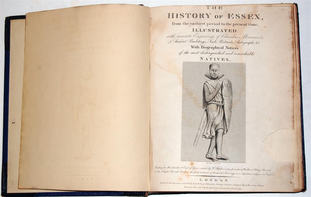 OGBORNE Elizabeth, History of Essex, London 1814, 4to 1/2 leather, some damp marks on engravings (