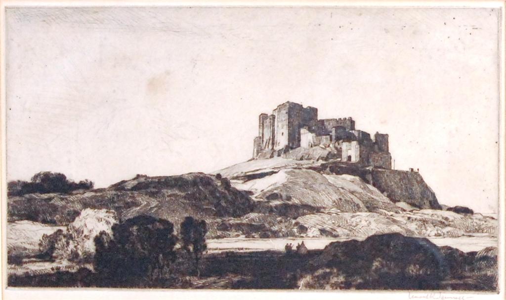 Leonard Russell Squirrel (1893-1979) - Bamburgh Castle, etching, signed in pencil to the margin,