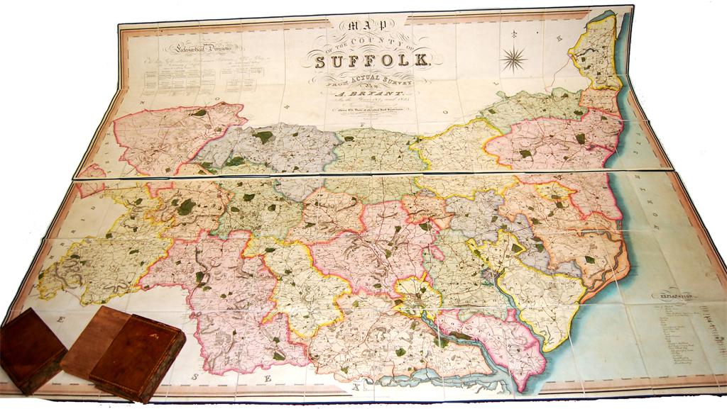 Map of County of Suffolk from Actual Survey by A. Bryant in years 1824 and 1825, in two folding