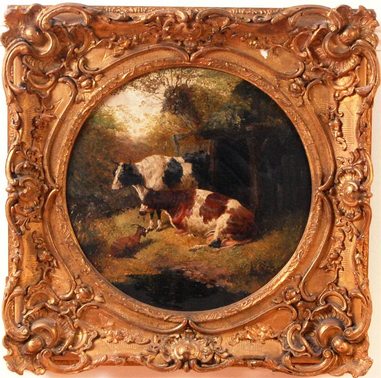 In the manner of Thomas Sidney Cooper - Cattle resting with goat, oil on canvas (re-lined), framed