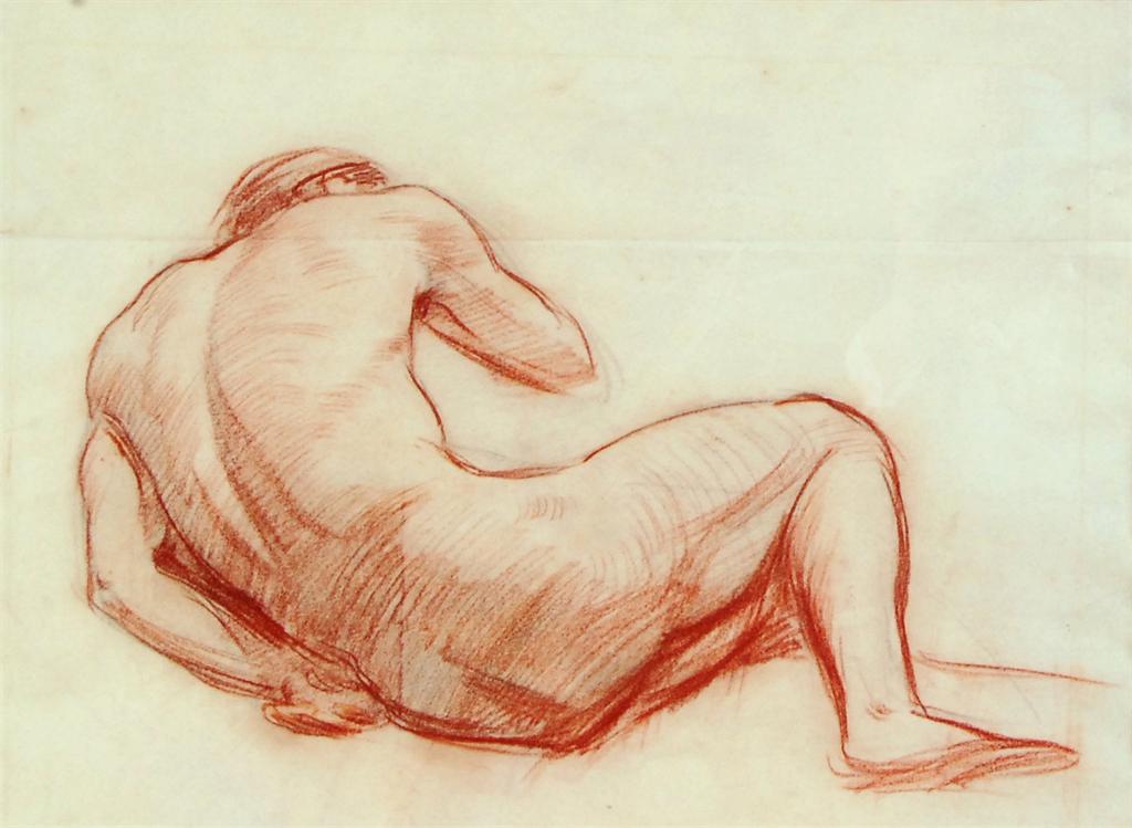 Harold Speed (1872-1957) - Male nude, chalk, 33 x 46cm. Provenance: Abbot & Holder, Museum St,