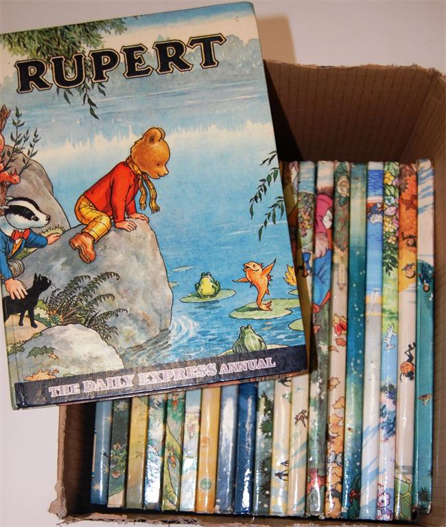 BOX Rupert annuals 1956 to 1975 inclusive, first editions, 1956 has no inscriptions, most of the