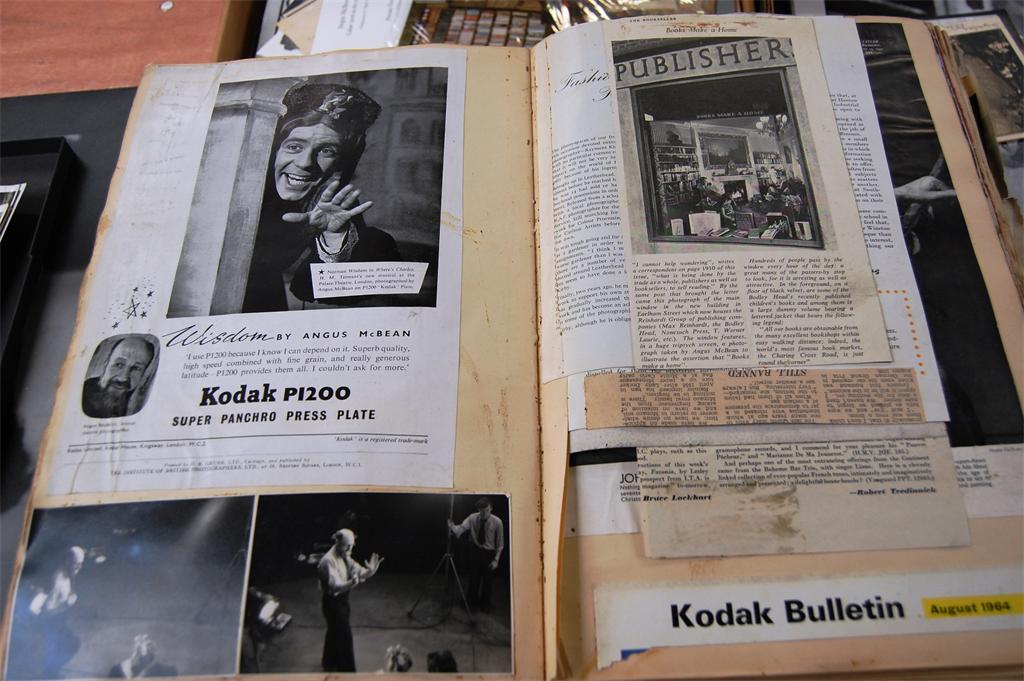 Four albums containing press cuttings, to include magazines and theatrical programmes, from