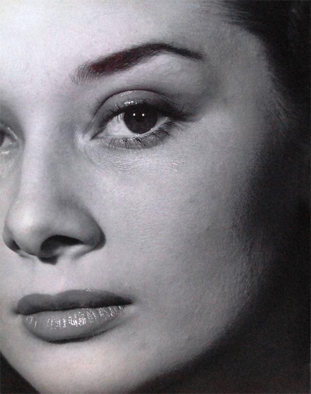 Angus McBean - Audrey Hepburn, close-up portrait gelatin silver print, signed and dated to the