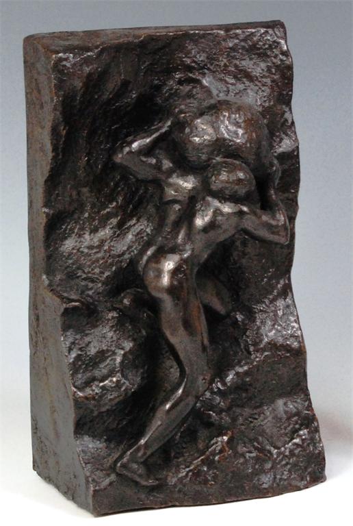 A Rodin style bronzed composition figure of Sisyphus, h.28cm