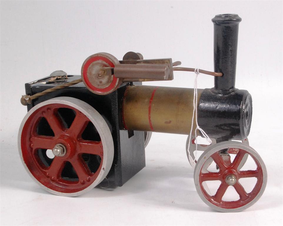 Possibly scratch built steam traction engine similar to Mamod, single oscillating cylinder, cast