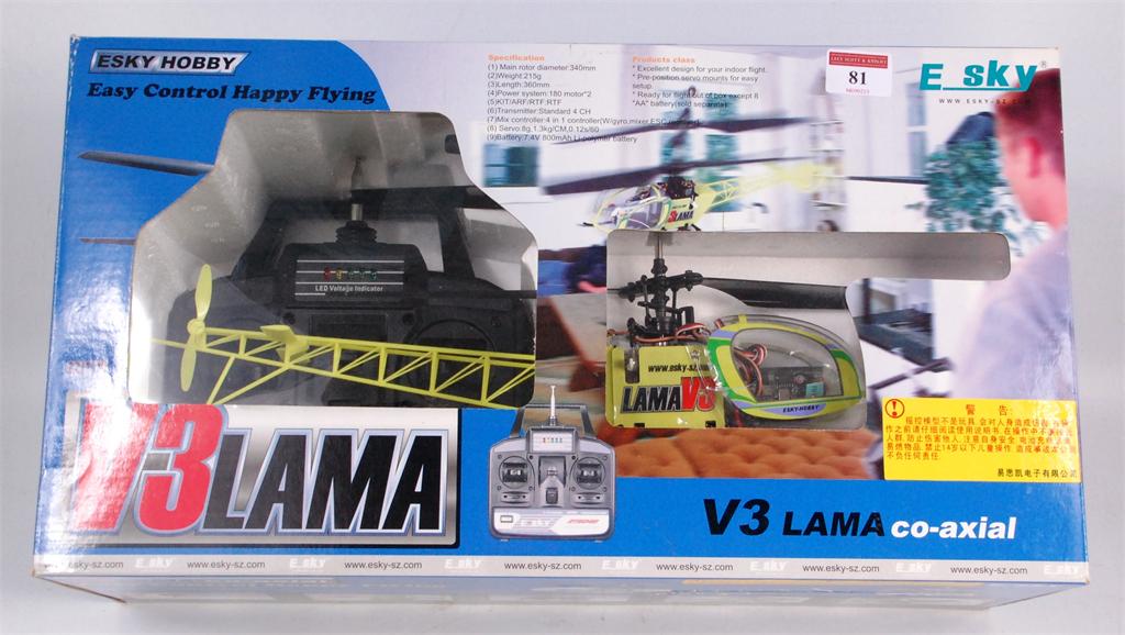 E-Sky, EskyHobby V3 LAM7 radio control helicopter for FM35 4 channel control, boxed as new