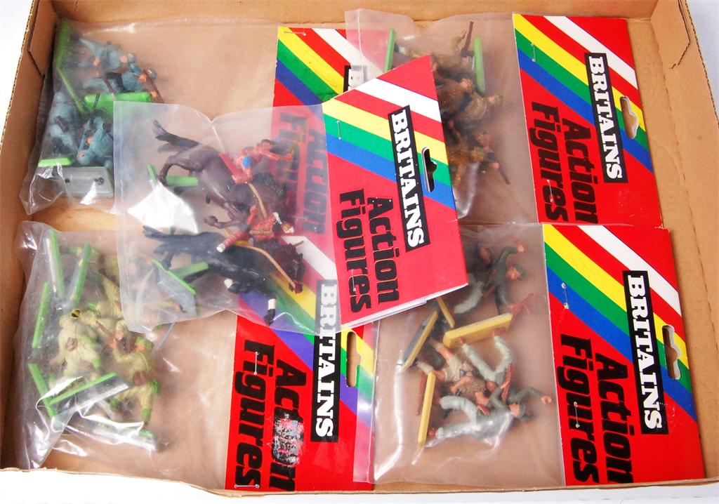 5 Britains Rainbow packs to include British Infantry, Afrika Korp and 8th Army, Mounted Red Indians,