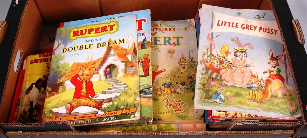 A quantity of 1940s/50s and 60s childrens annuals and brochures to include; Rupert the Bear, Beezer,