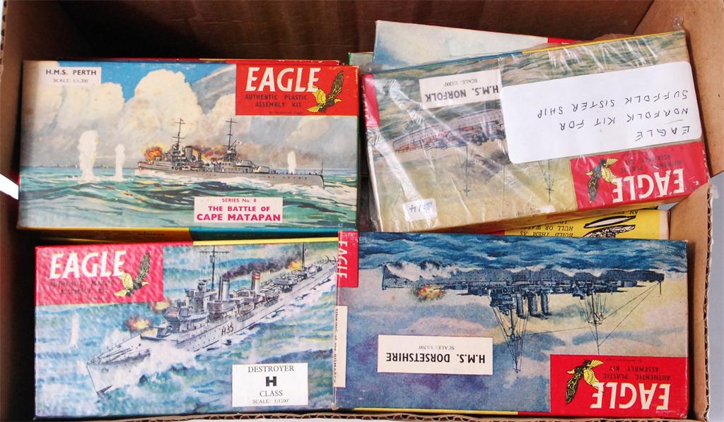30x boxed Eagle 1/1200 scale plastic kits of naval ships including British and German examples,