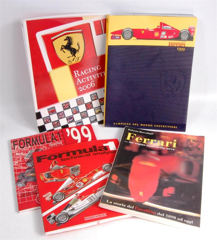5 assorted Ferrari and Formula 1 books/brochures to include; Formula 1 `99` by Giorgio Piola,