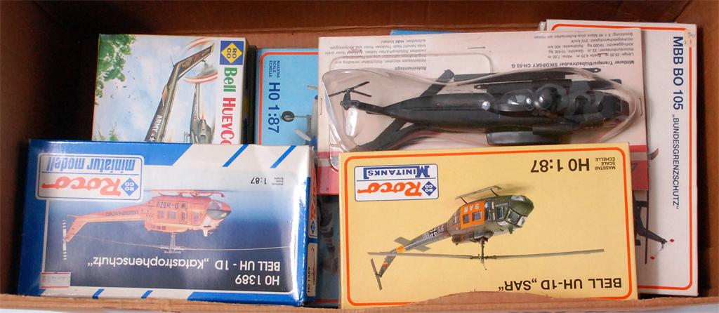 14 assorted 1/87 scale plastic aircraft kits to include; ,mainly Roco Minitanks, aircraft and