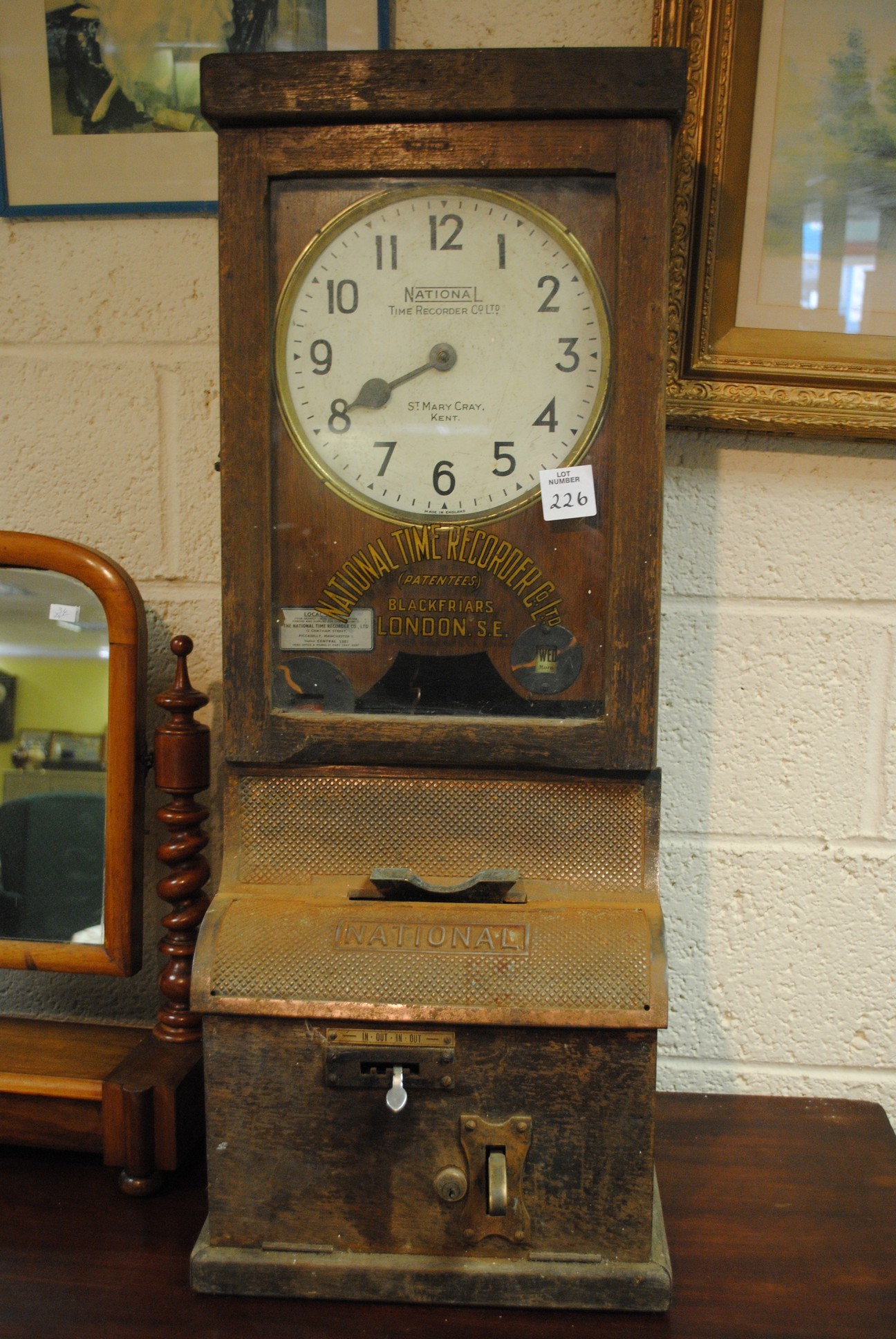 National Time Recorder Co. Ltd Antique Clocking in Machine