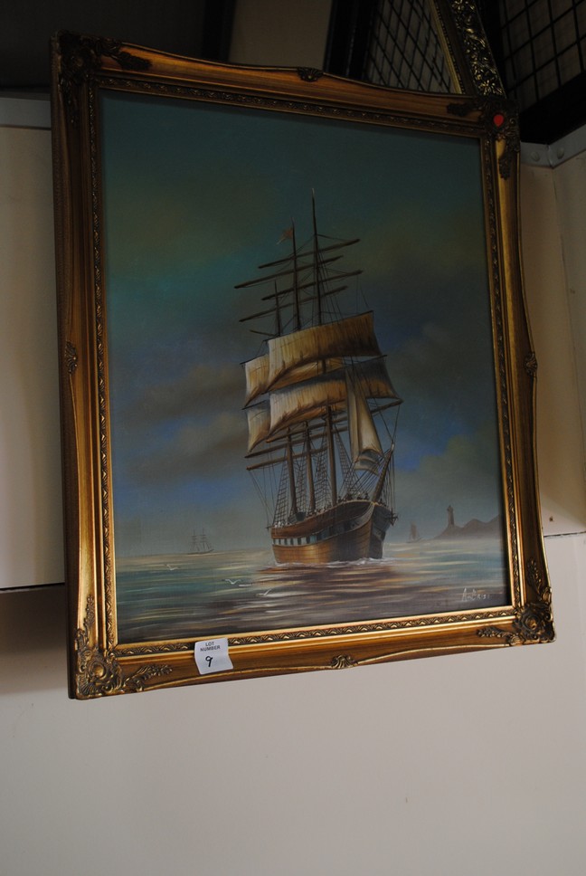 Oil on Canvas in gilt frame - signed Ambrose