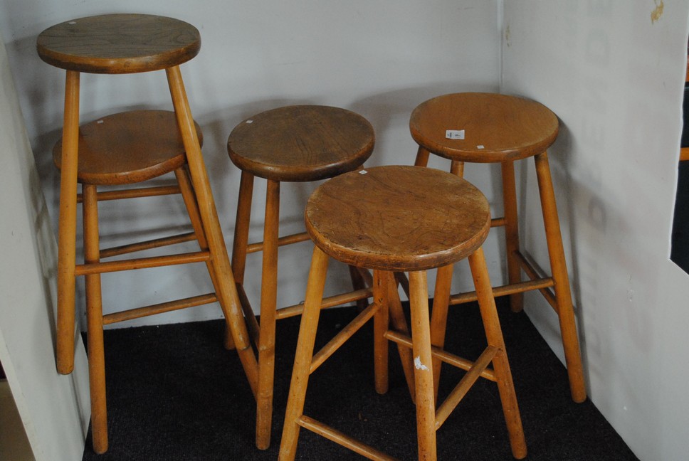 Lot of 5x Pine Kitchen Stools