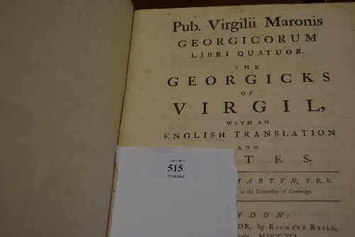 One volume 'Georgicks of Virgil' by John Martyn, London, 1741, one volume 'Cupid' with engravings by