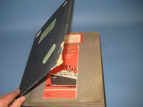 Album containing quantity of Cunard White Star Line ephemera and other ephemera