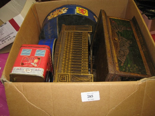 Huntley and Palmers biscuit tin and a quantity of other trade tins