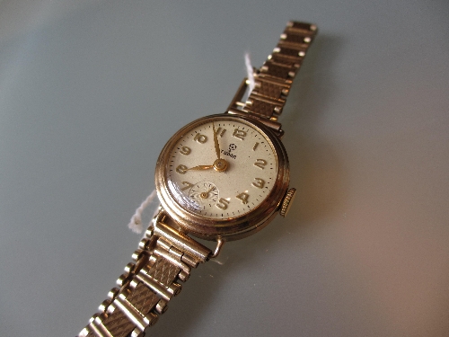 Tudor ladies 9ct gold cased wristwatch with a bracelet strap