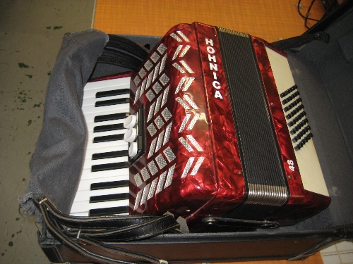 Hohnica forty eight button piano accordion in fitted case