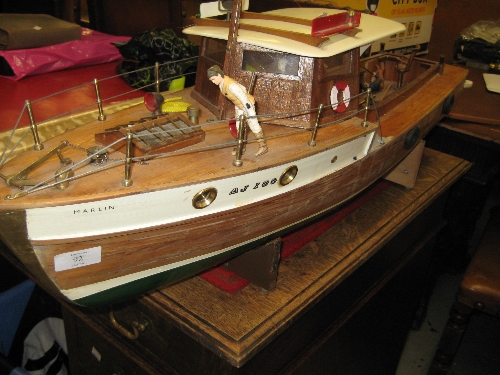 Model sailing boat, 36ins with motor