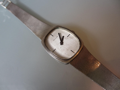 Gentlemans silver cased wristwatch having silvered dial marked Dulux