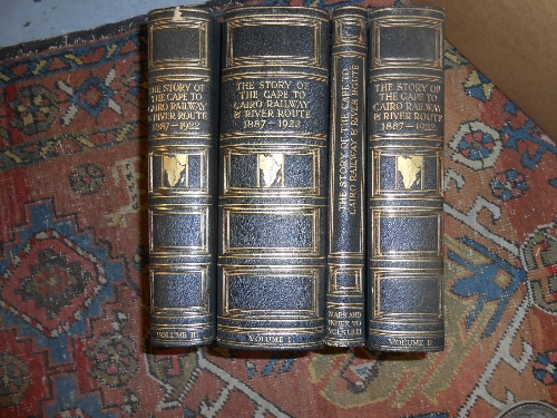 Four part leather bound volumes, `The Story of Cape to Cairo Railway, River Route, 1887-1922`