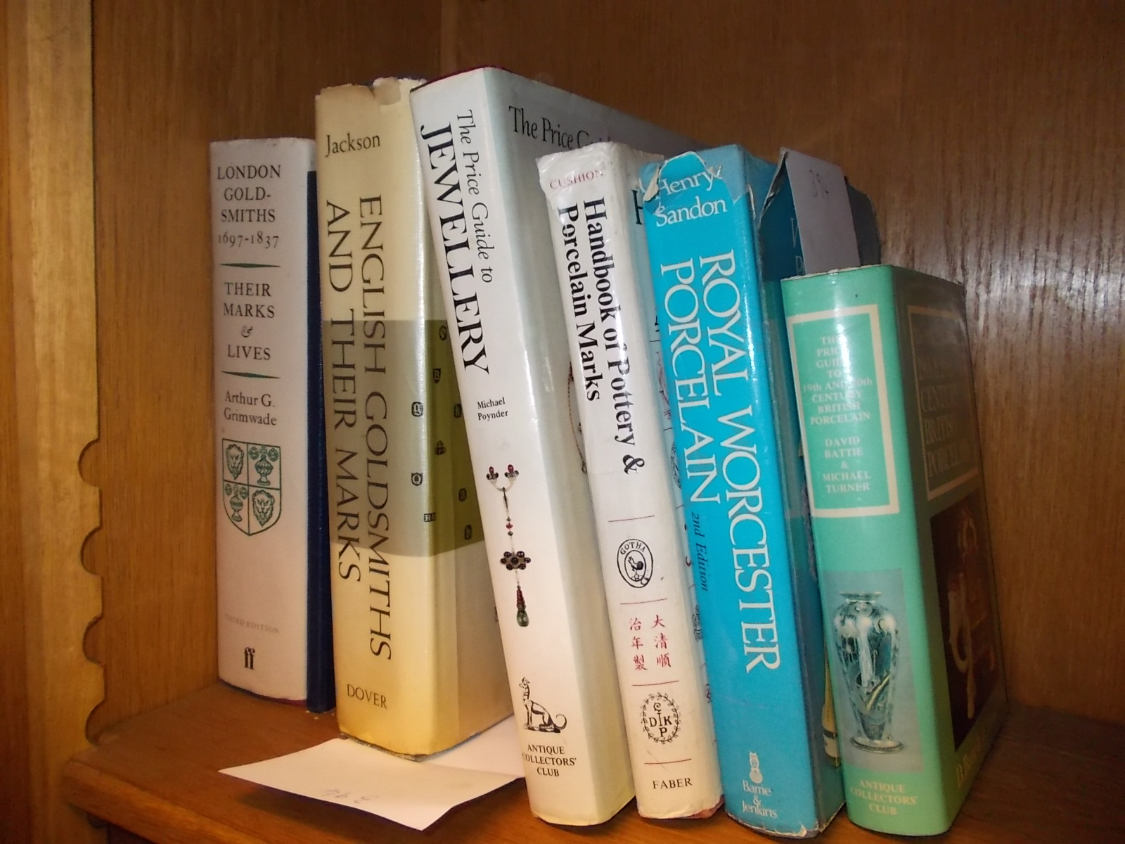 Box containing a quantity of various reference books including goldsmiths marks