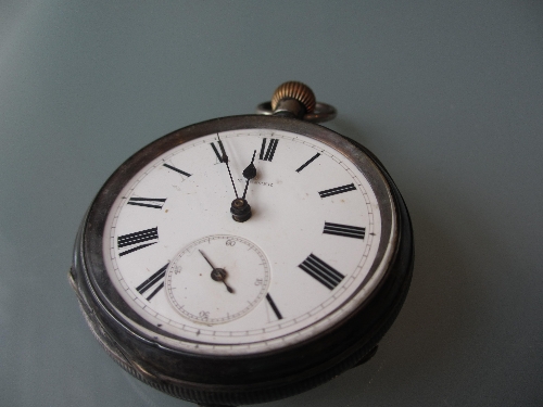 19th Century silver cased crown wind open face pocket watch