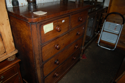 Victorian mahogany straight front chest of two short and three long drawers with knob handles