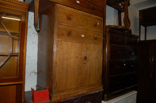 1930`s Linen cupboard and a matching three drawer pedestal together with a pair of late Victorian