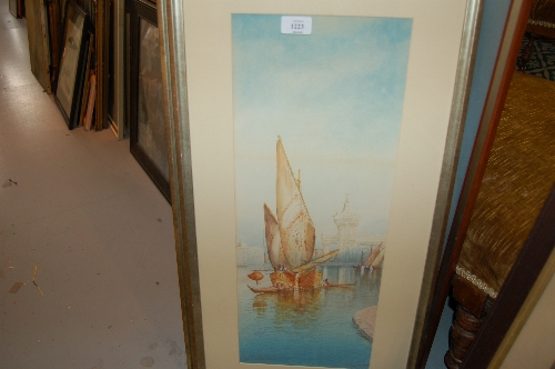 Anton Rayer, pair of signed watercolours, Boats off the Grand Canal Venice