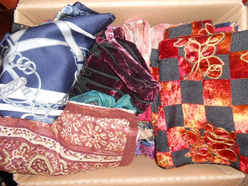Quantity of miscellaneous silk and other scarves