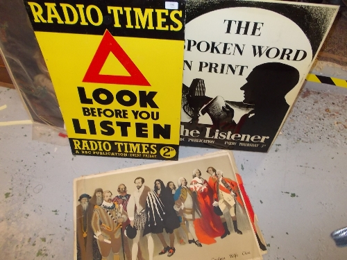 Framed enamel Radio Times advertising sign, together with another `The Listener`, two Empire