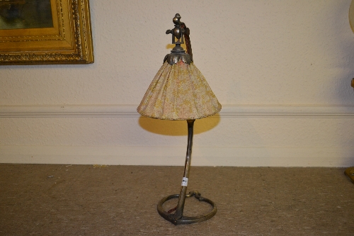 Arts and Crafts silvered metal table lamp