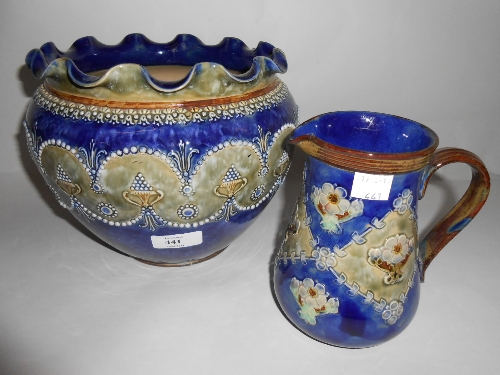 Royal Doulton stoneware jardiniere and a similar jug