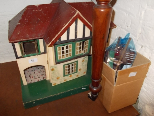 1940's Dolls house together with a small quantity of dolls house furniture