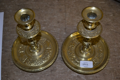 Pair of 19th Century cast brass candlesticks