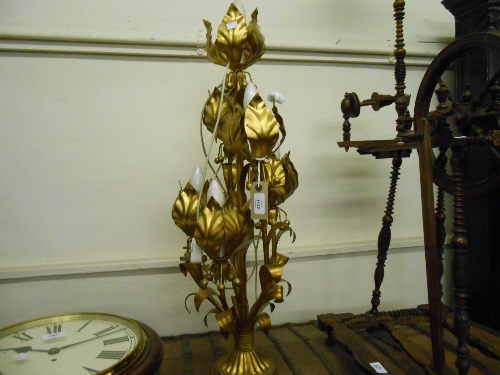 20th Century gilt metal five light table lamp of foliate design