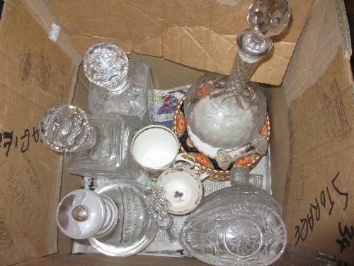 Four various glass decanters, together with a small quantity of other ceramics and glassware