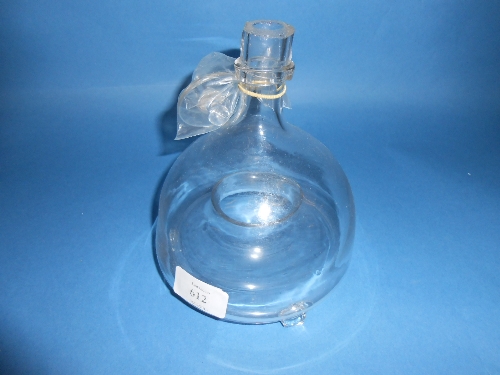 Glass fly trap with glass stopper (with chip to rim)