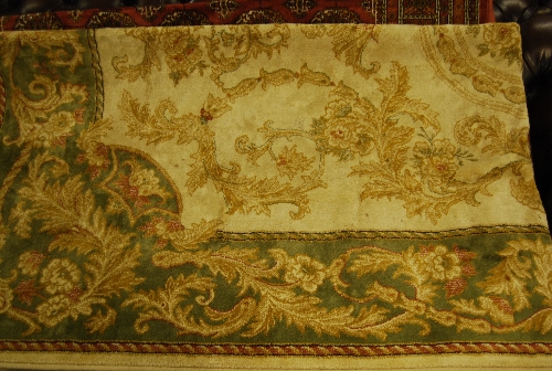 Aubusson style carpet having beige and blue ground, 2.3m x 1.5m