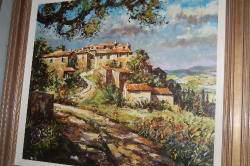 Michael Sanders, 20th Century oil on board, a hilltop village in Provence, signed, 25ins x 29ins,