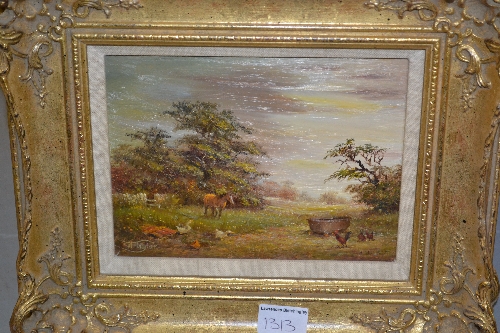 Pair of gilt framed oils on canvas, still life, together with nine other various pictures
